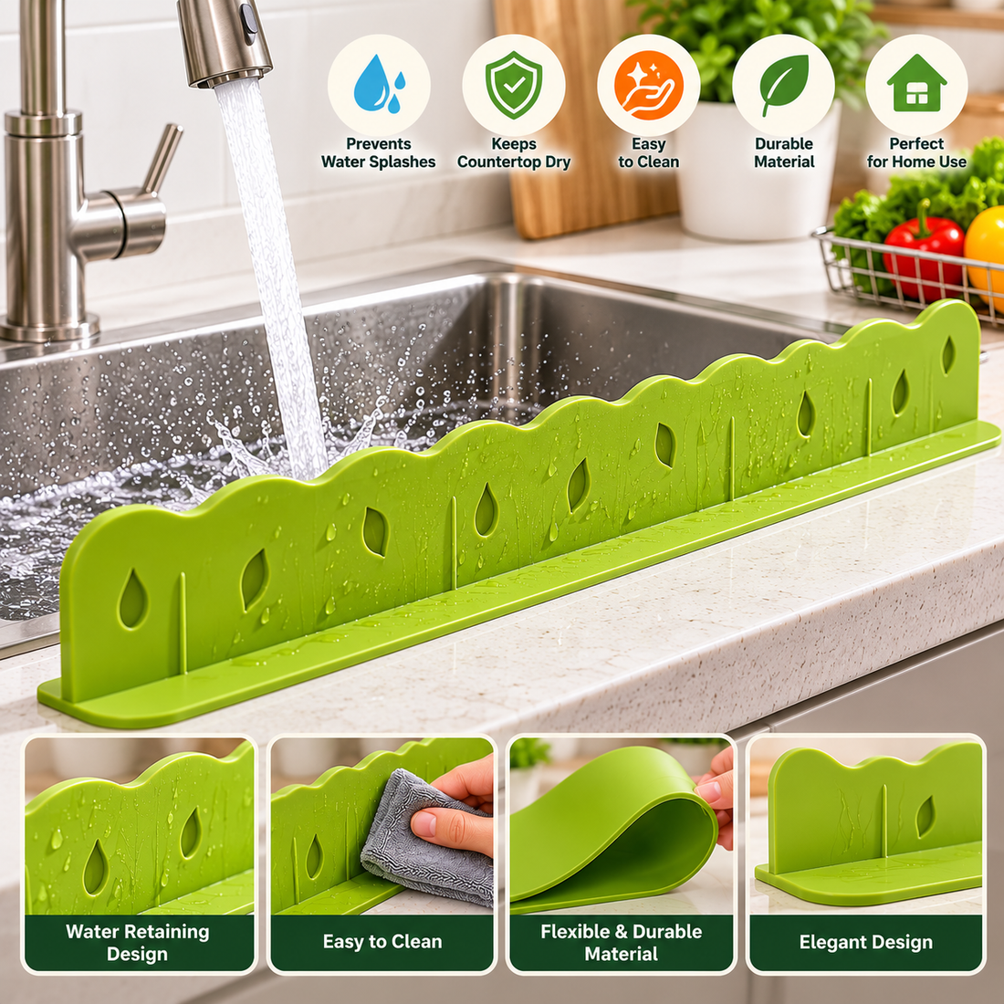 Kitchen Sink Splash Guard – Water Retaining Countertop Protector – product image 4