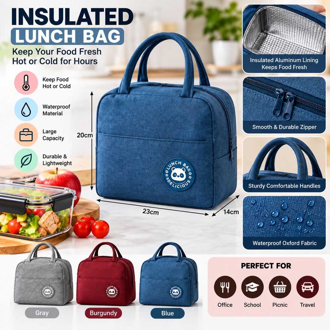 Imported Thermal Insulated Lunch Bag - MARKAZX MART