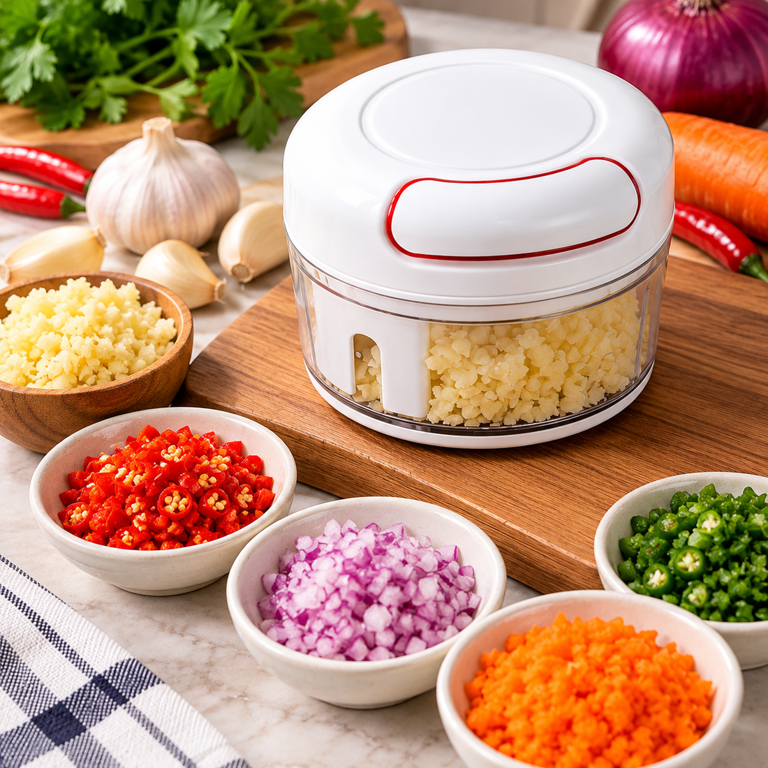 Handheld Mini Vegetable Chopper – Manual Food Cutter - MARKAZX MART