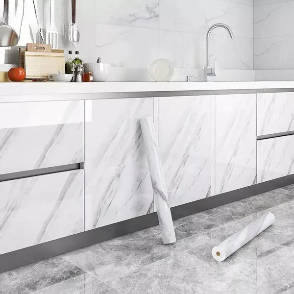 White Marble Texture Design PVC Waterproof Sheet – 60 × 200 cm