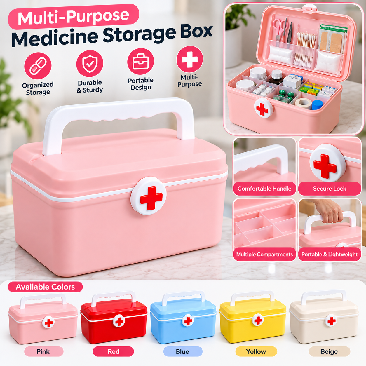 Portable Double Layer Medicine Box – Multi-Compartment - MARKAZX MART