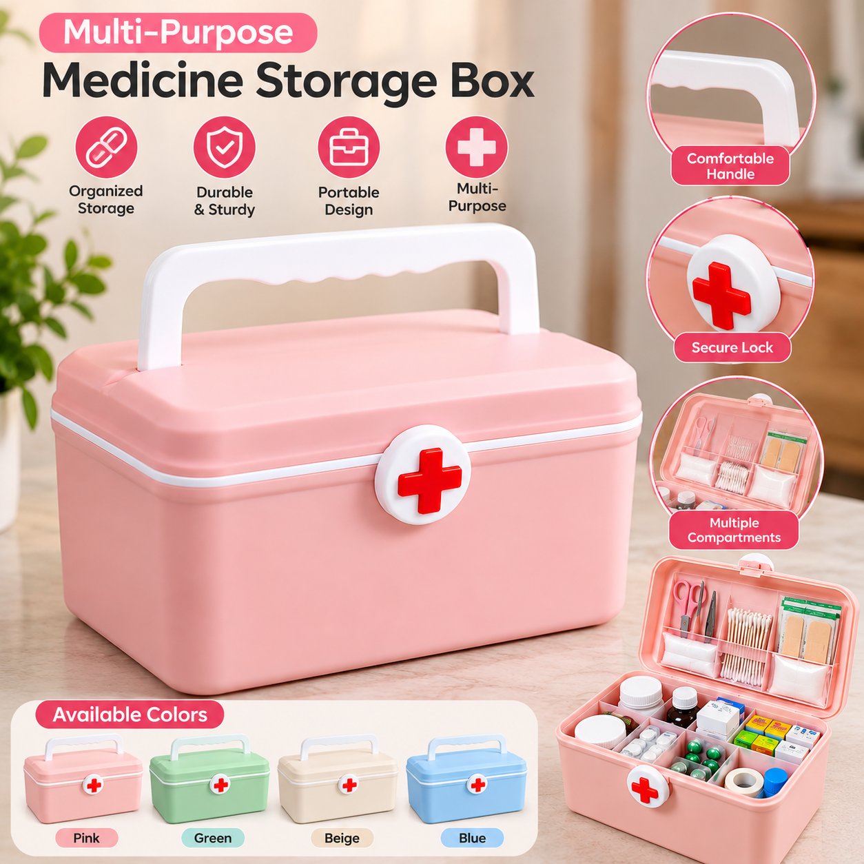 Portable Double Layer Medicine Box – Multi-Compartment - MARKAZX MART