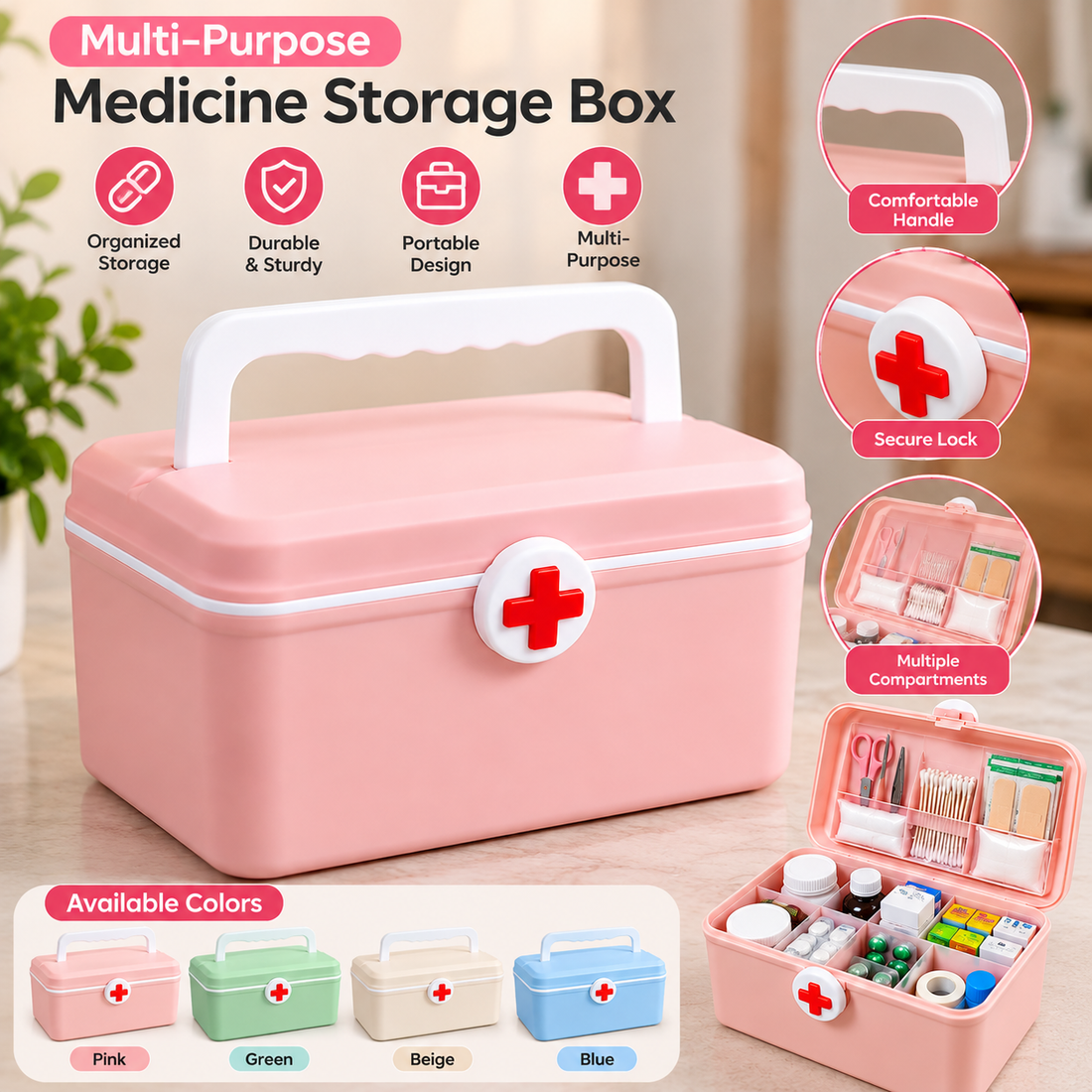 Portable Double Layer Medicine Box – Multi-Compartment - MARKAZX MART