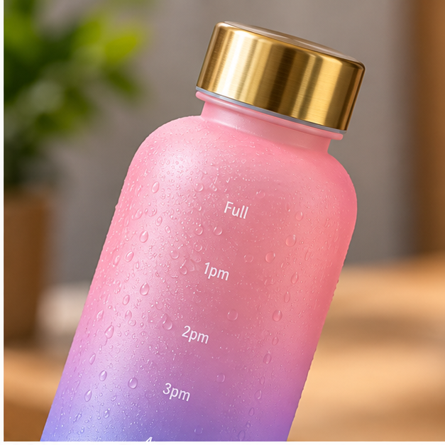 Motivational Time Marker Water Bottle Close Up