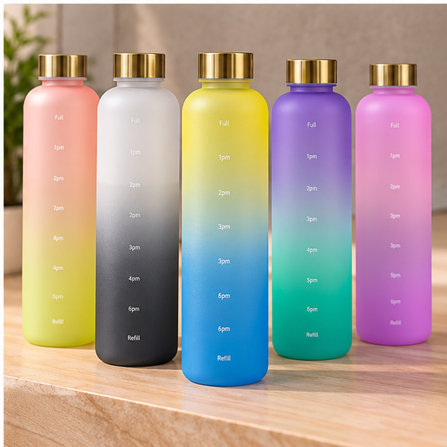 Motivational Time Marker Water Bottle Colors