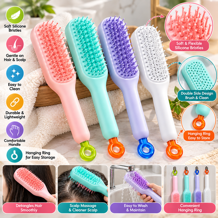 Self Cleaning Hair Brush – Detangling & Scalp Massage Brush - MARKAZX MART