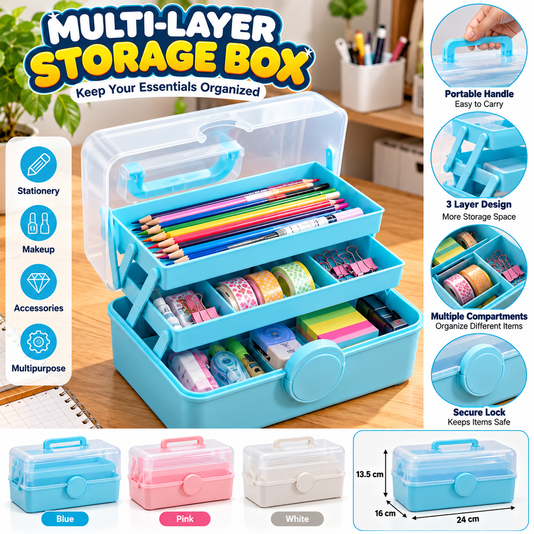 Premium Heavy Duty Multi Layer Storage Box – Organizer - MARKAZX MART