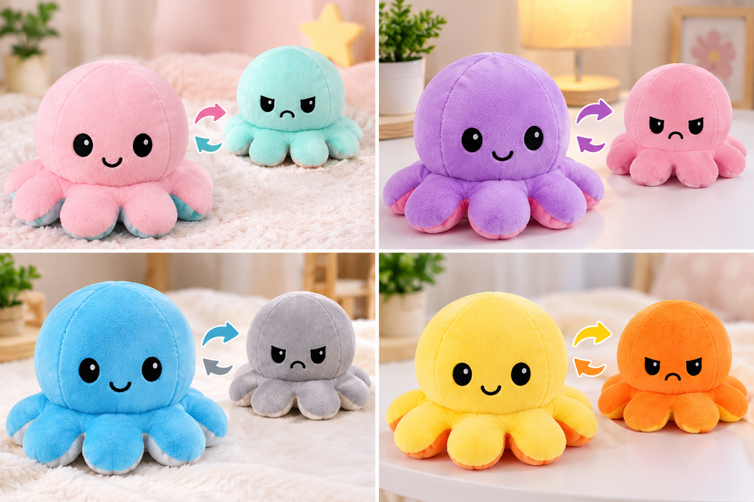 Dual Sided Octopus Plush Toy – Reversible Mood Change Toy - MARKAZX MART