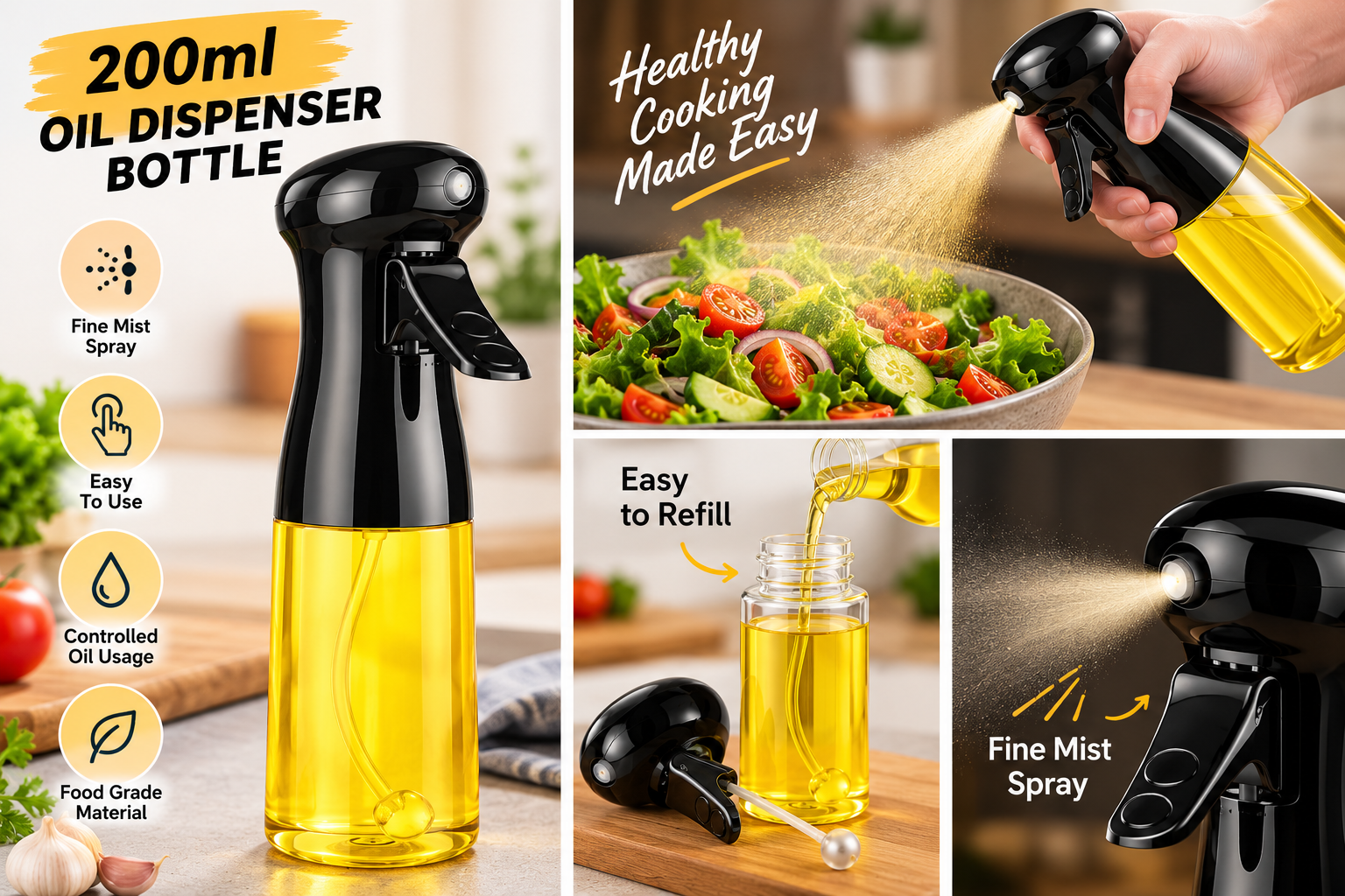 200ml Oil Dispenser Bottle – Drip-Free Kitchen Oil Bottle – product image 2