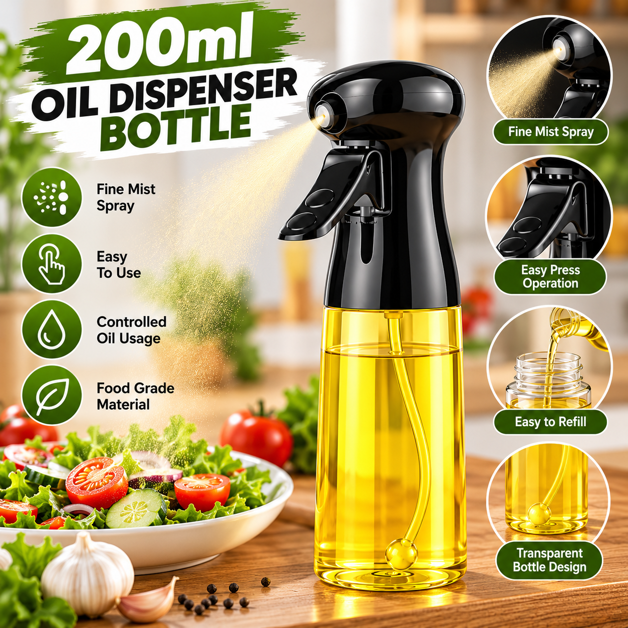 200ml Oil Dispenser Bottle – Drip-Free Kitchen Oil Bottle – product image 5
