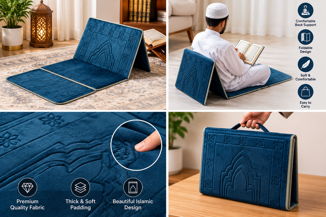 Portable Foldable Islamic Prayer Mat with Carry Pouch