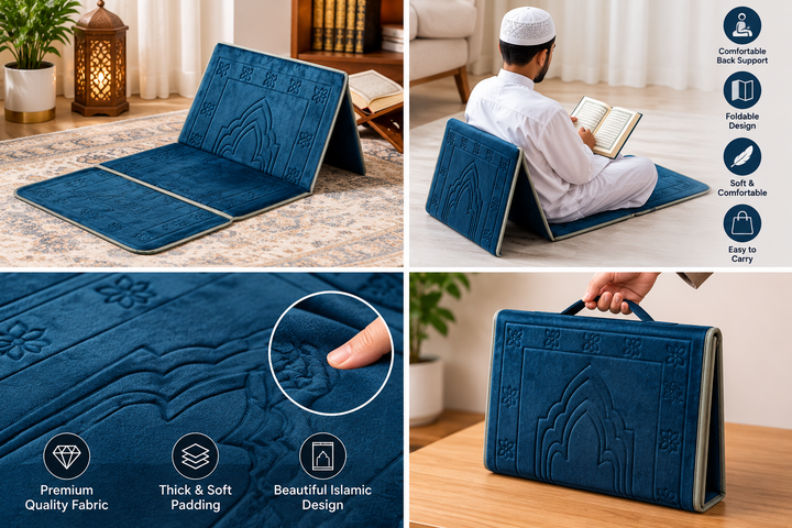 Portable Foldable Islamic Prayer Mat with Carry Pouch