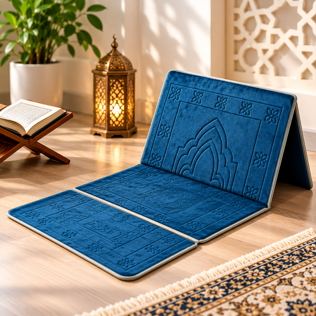 Portable Foldable Islamic Prayer Mat with Carry Pouch
