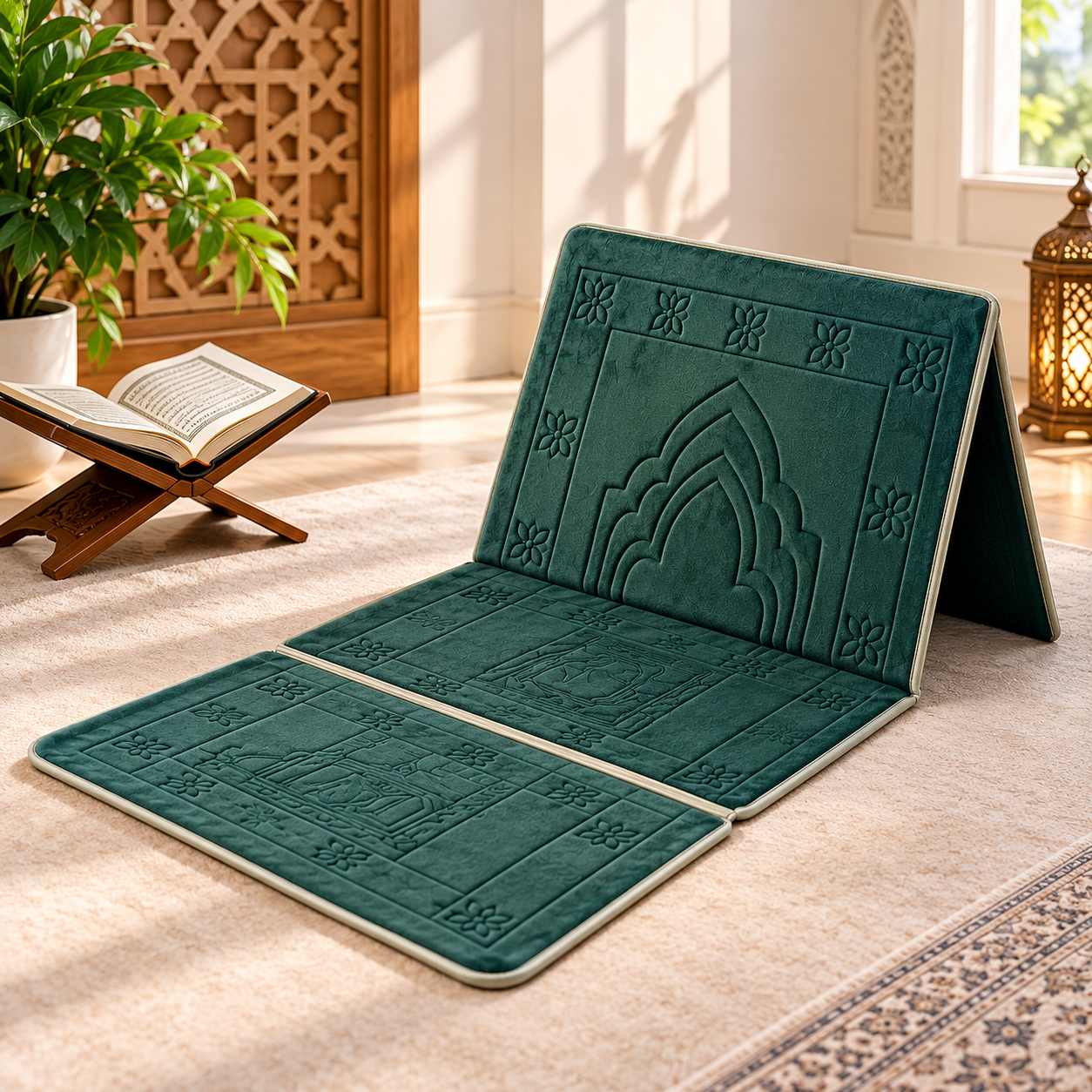 Portable Foldable Islamic Prayer Mat with Carry Pouch