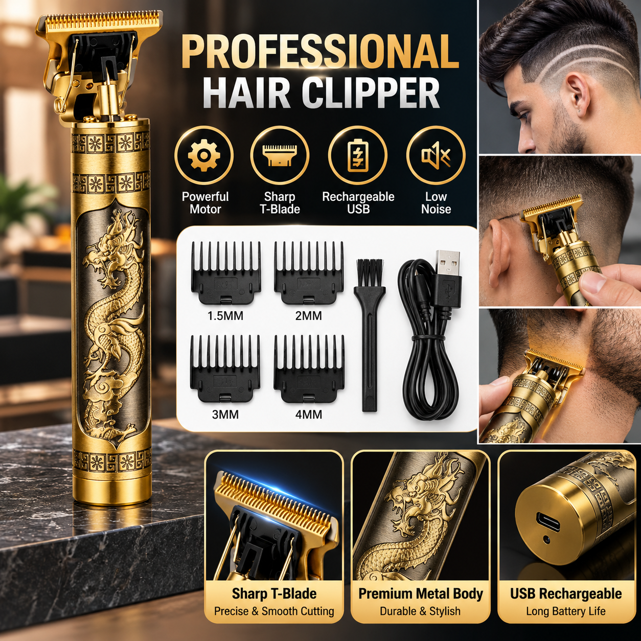 T9 Men's Hair Trimmer – Rechargeable & Cordless - MARKAZX MART