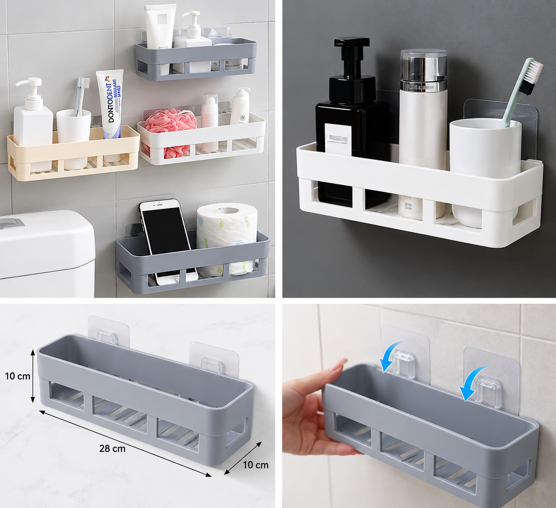 1Pcs Rectangle Wall Mounted Shelf – Bathroom & Kitchen - MARKAZX MART