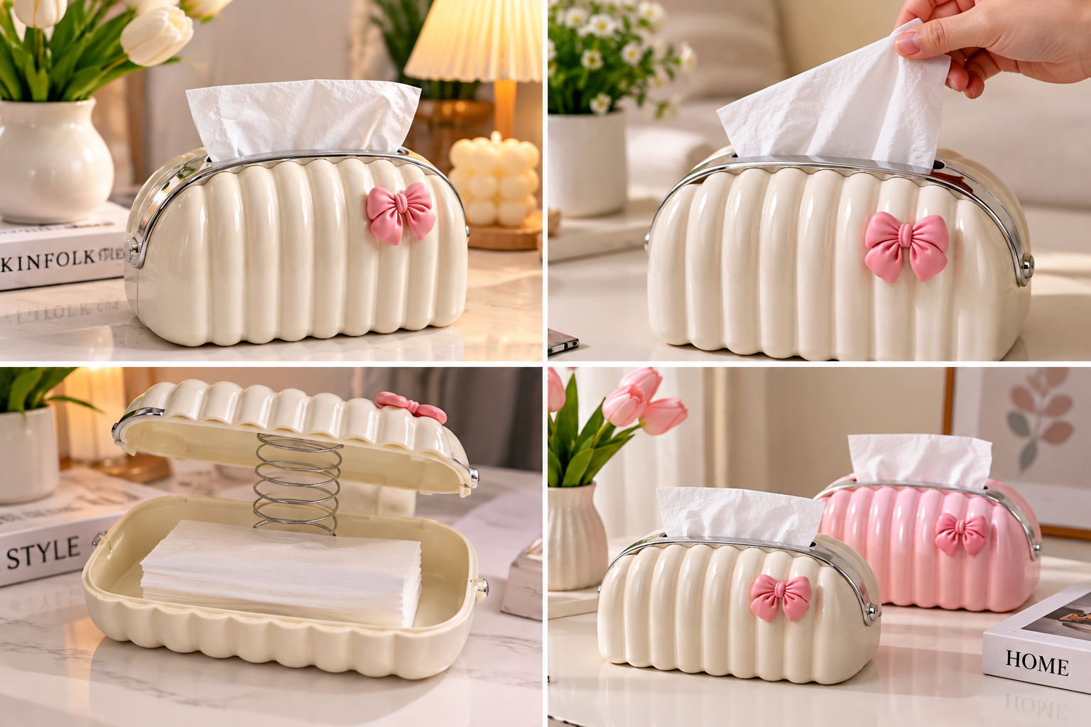 Elegant Tissue Box Storage Organizer – Multifunctional Tabletop Holder