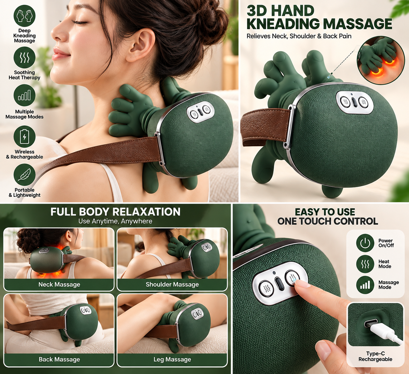 Smart Trapezius Massager With Heat – Deep Tissue Neck & - MARKAZX MART