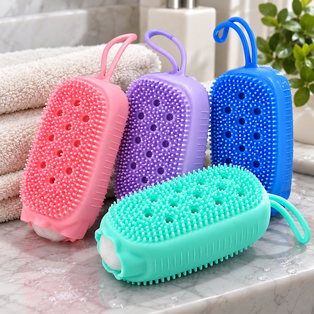 Silicone Body Scrubber Shower Scrub Sponge - MARKAZX MART