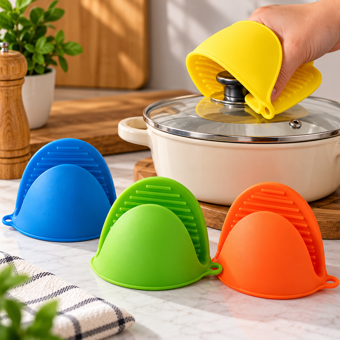 1 Pair Silicone Heat Resistant Pot Holder Gloves