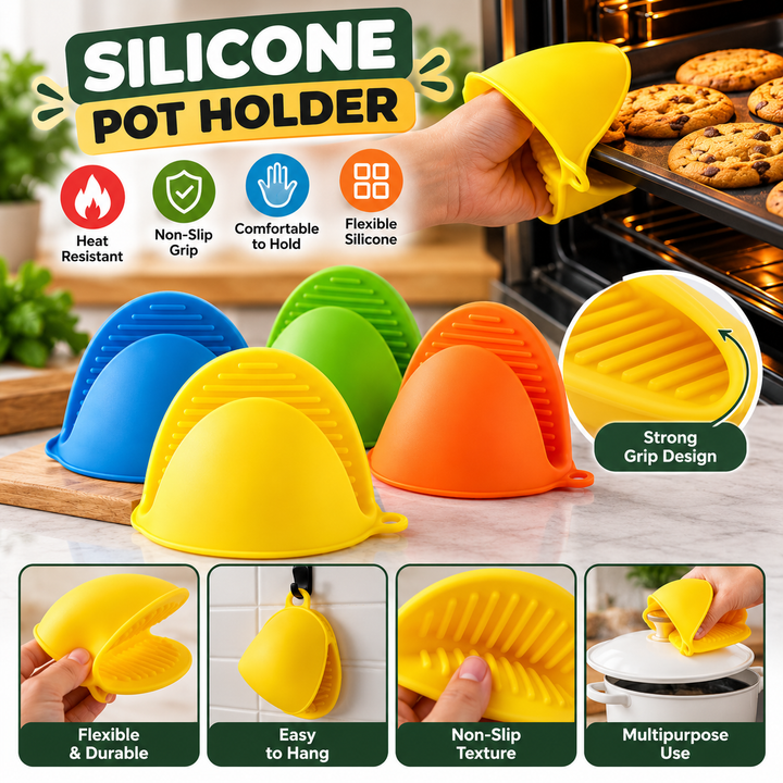 1 Pair Silicone Heat Resistant Pot Holder Gloves