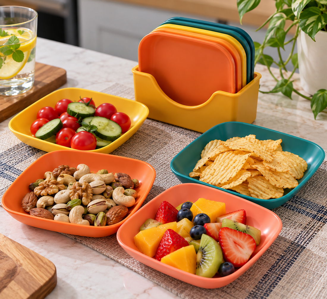 10Pcs Modern Snack Plates with Stand - MARKAZX MART