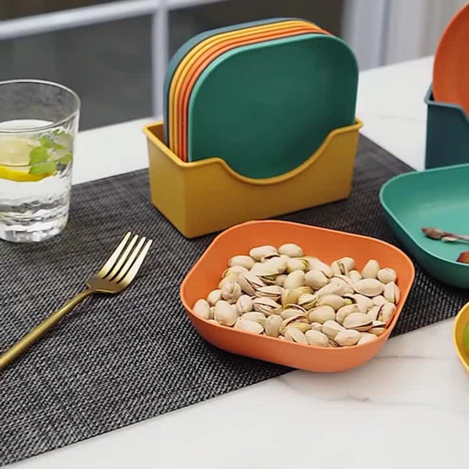 10Pcs Modern Snack Plates with Stand - MARKAZX MART