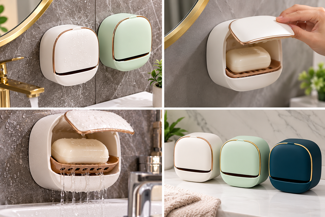 Luxury Waterproof Soap Dish Holder With Drain Tray – product image 2