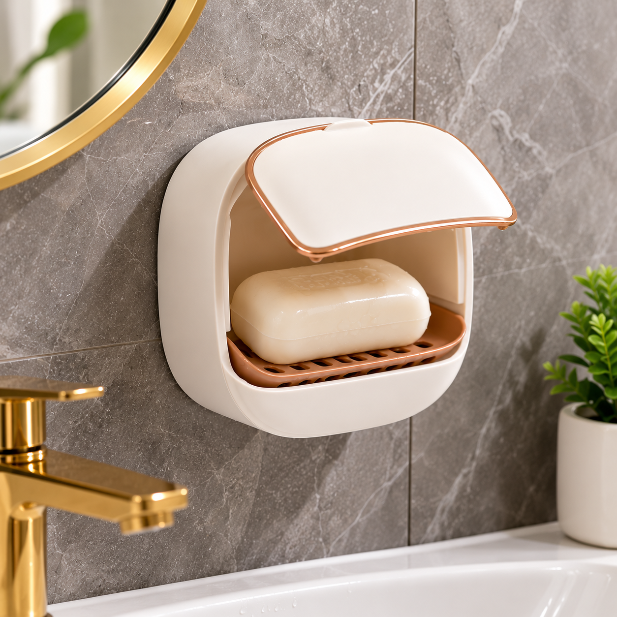 Luxury Waterproof Soap Dish Holder With Drain Tray – product image 4