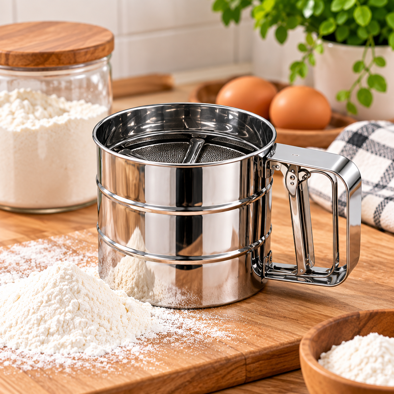 Stainless Steel Flour Sifter – Handheld Cup Strainer – product image 2