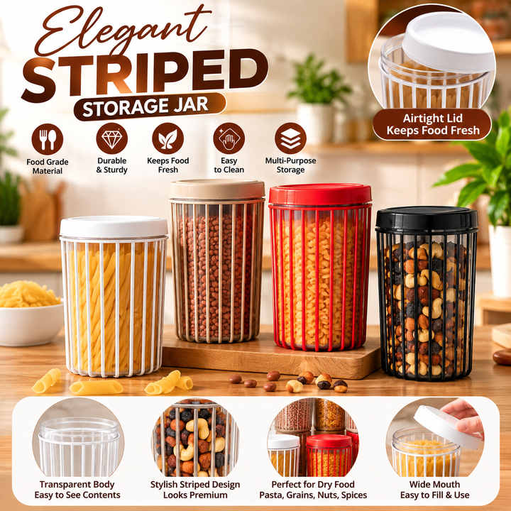3Pcs Food Storage Stripe Jar Set – Kitchen Storage Containers