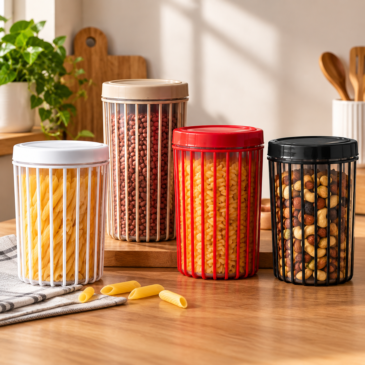 3Pcs Food Storage Stripe Jar Set – Kitchen Storage Containers