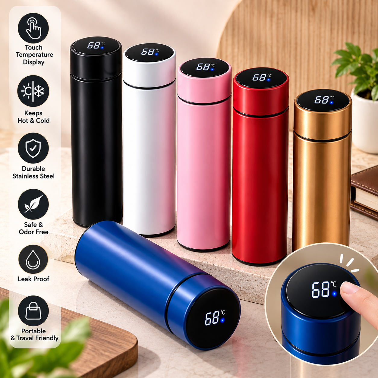 500ML Reusable Stainless Steel Water Bottle