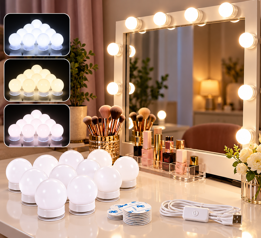 Makeup Mirror Vanity LED Lights – 10 Bulbs Hollywood Style - MARKAZX MART