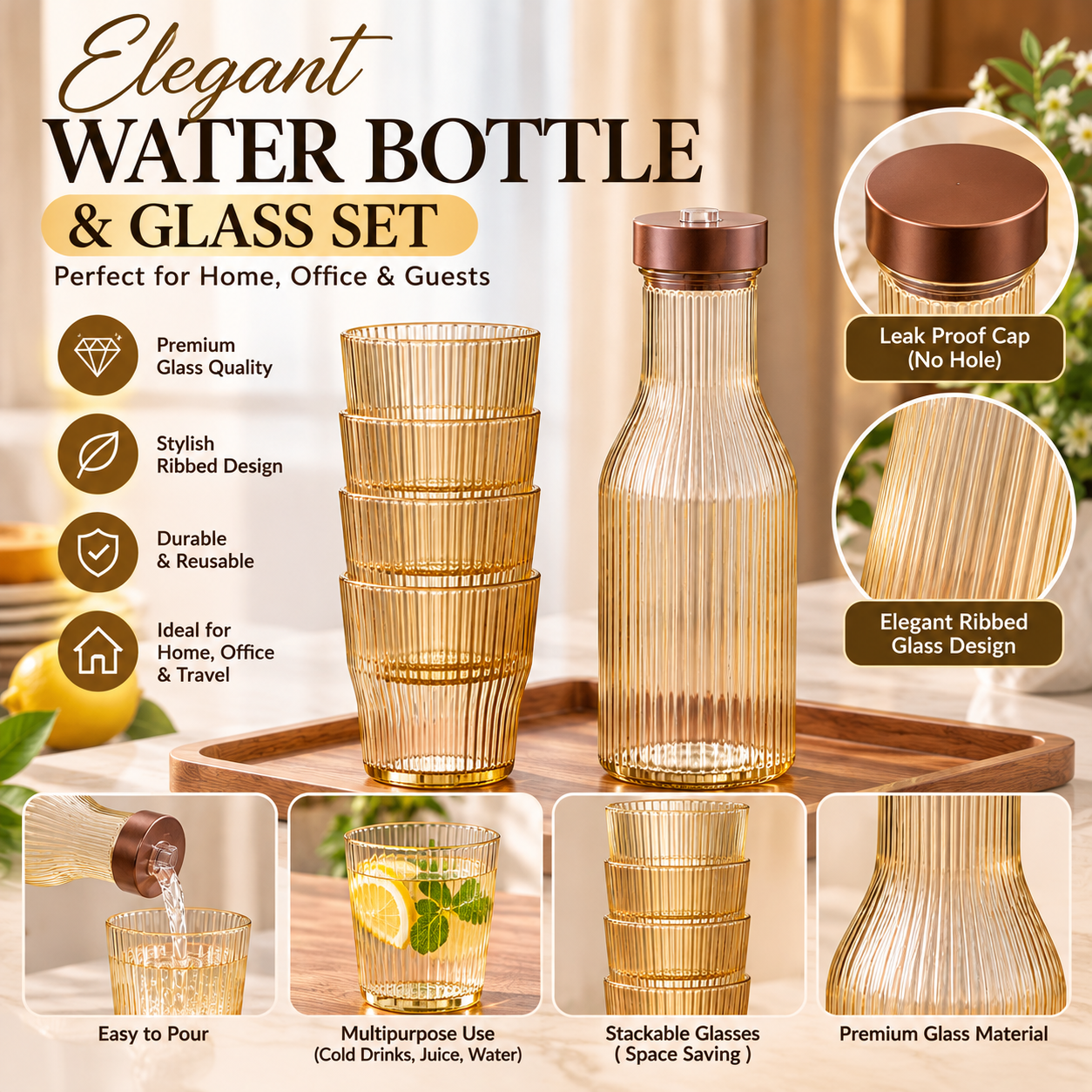Choice Linear Bottle & Glass Serving Set
