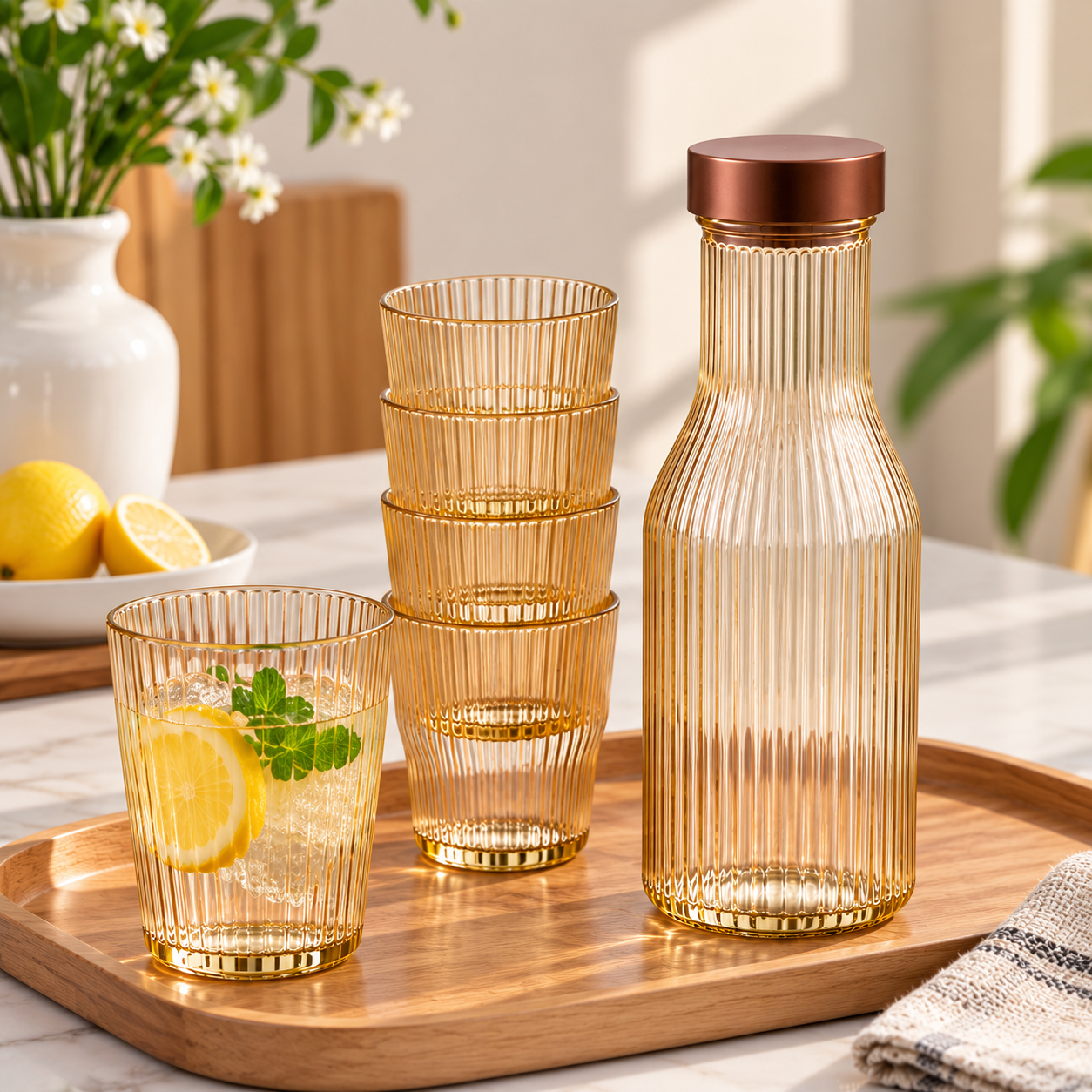 Choice Linear Bottle & Glass Serving Set